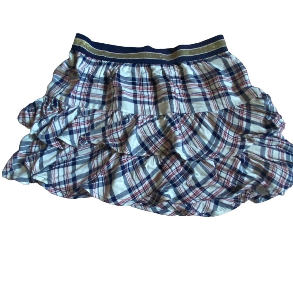Epic Threads girls plaid flannel skirt-white/blue-size small-NWT